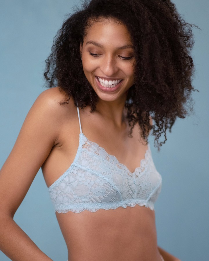 Bralette Camellia pour petites poitrines bleu